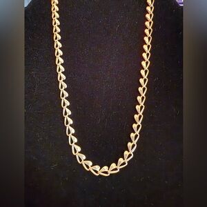 Elegant Gold Heart Link Necklace, 17”